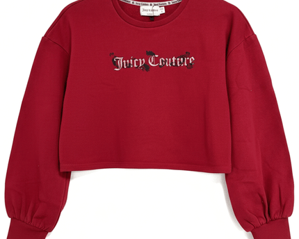 Juicy Couture Gothic Script Red Cropped Sweatshirt
