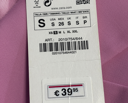 Zara Pink Cropped Single Button Blazer / W Tags