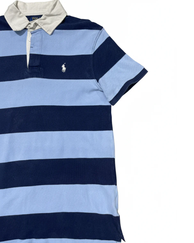 Polo Ralph Lauren Blue Striped Custom Slim Fit Polo Shirt