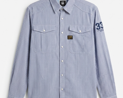 G-Star Raw Blue/White Striped Utility Button-Down Shirt