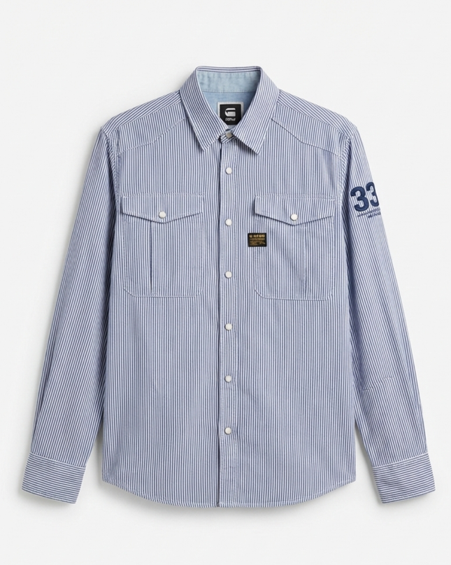 G-Star Raw Blue/White Striped Utility Button-Down Shirt