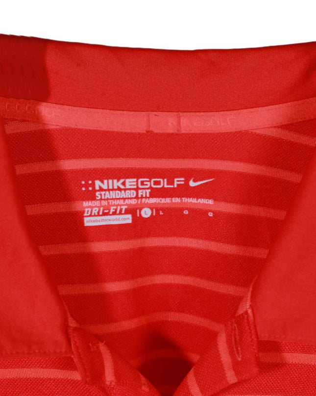 Nike Golf Dri Fit Standard Fit Performance Red Striped Polo Shirt - XL