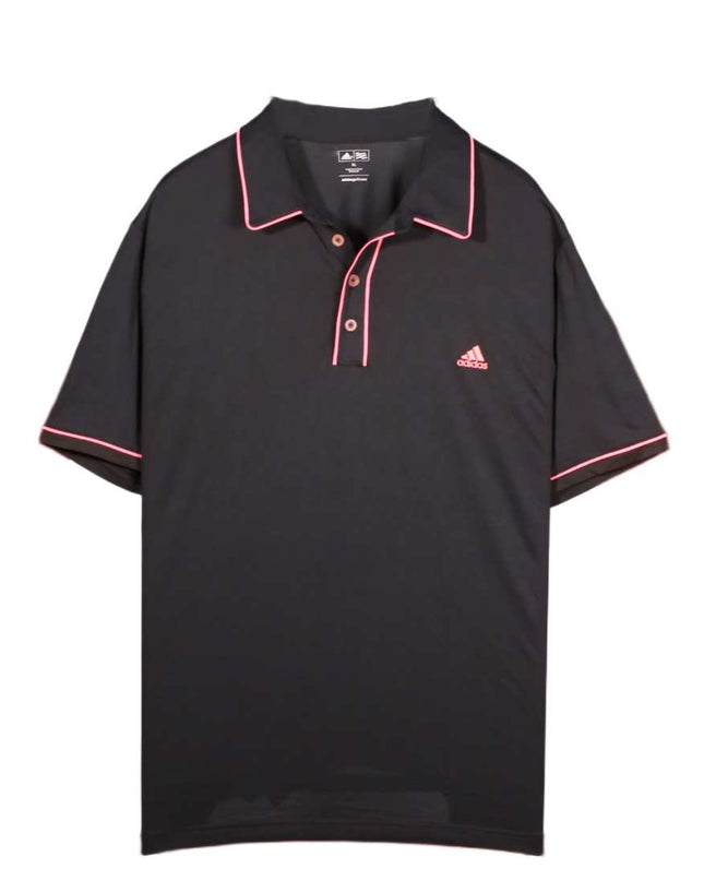 Adidas Golf Black & Pink Trim Performance Polo Shirt - XXL