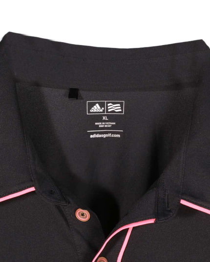 Adidas Golf Black & Pink Trim Performance Polo Shirt - XXL