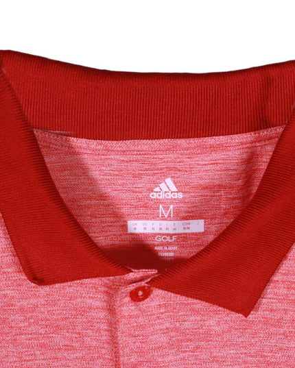 Adidas Red Heathered Performance Golf Polo Shirt - L