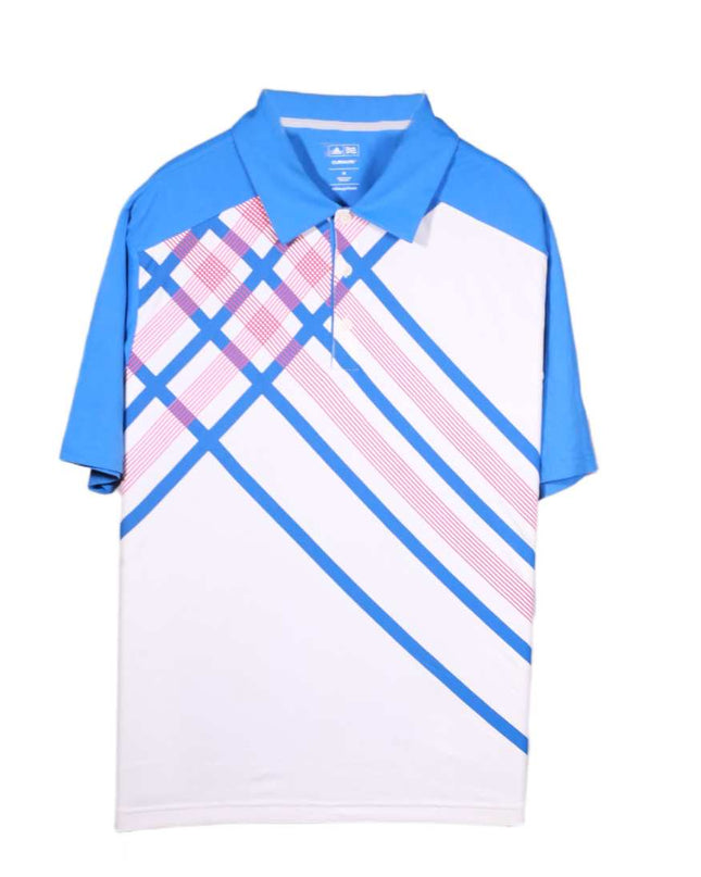 Adidas Climalite Golf Blue Polyester Short Sleeve Polo Shirt - XL