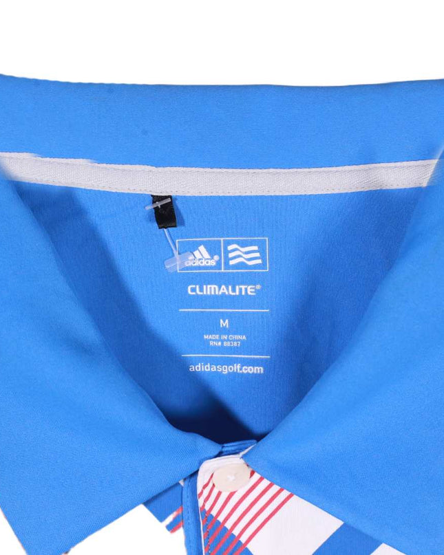Adidas Climalite Golf Blue Polyester Short Sleeve Polo Shirt - XL