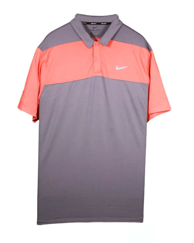 Nike Golf Dri-FIT Gray & Coral Colorblock Performance Polo Shirt - XL