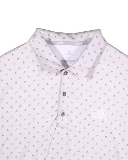 Adidas Golf White All-Over Logo Performance Polo Shirt - L