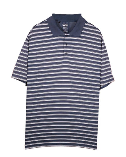 Adidas Golf Striped Short Sleeves Navy Blue Polo Shirt - XL