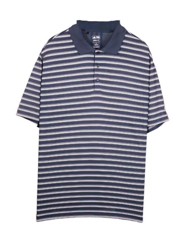 Adidas Golf Striped Short Sleeves Navy Blue Polo Shirt - XL