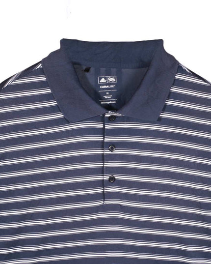 Adidas Golf Striped Short Sleeves Navy Blue Polo Shirt - XL