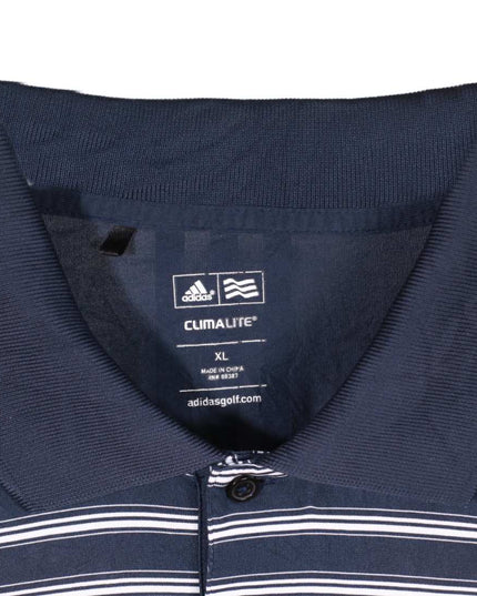 Adidas Golf Striped Short Sleeves Navy Blue Polo Shirt - XL