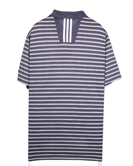 Adidas Golf Striped Short Sleeves Navy Blue Polo Shirt - XL