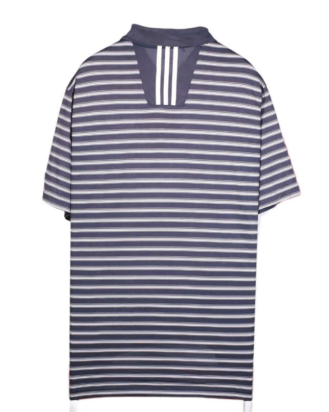 Adidas Golf Striped Short Sleeves Navy Blue Polo Shirt - XL