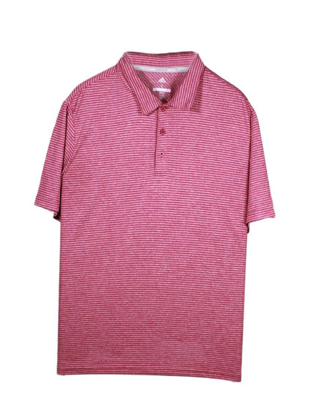 Adidas Golf Striped Casual Short Sleeve Polo Shirt - L