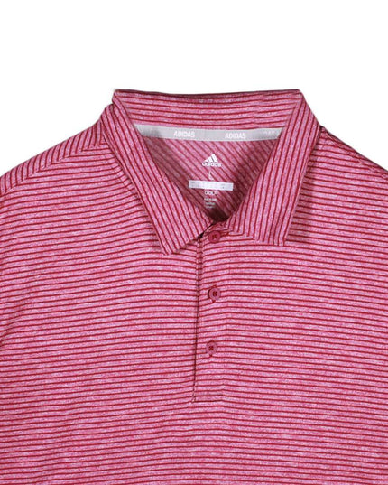 Adidas Golf Striped Casual Short Sleeve Polo Shirt - L