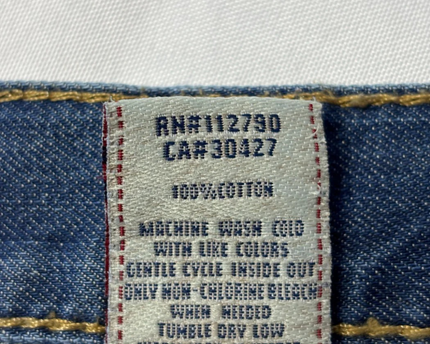 True Religion Blue Section Drew Low Rise Straight Leg Distressed Jeans