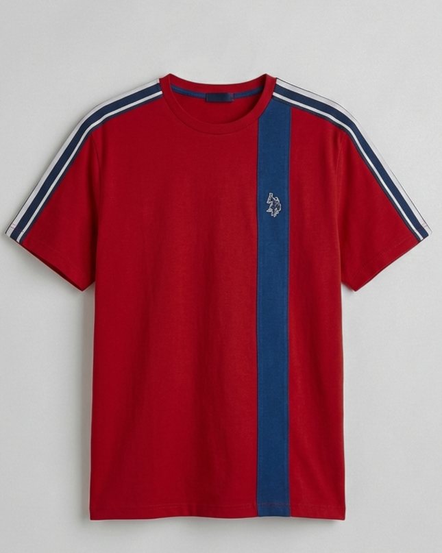 U.S. Polo Assn. Red Striped Sporty Cotton T-Shirt | With Tag