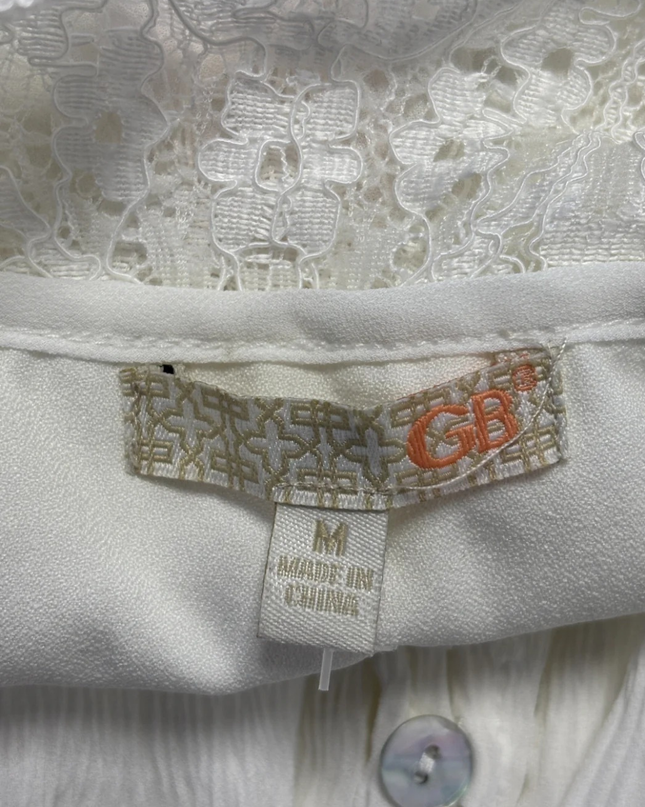 GB White Lace Trim Button-Front Jumpsuit W/Tags