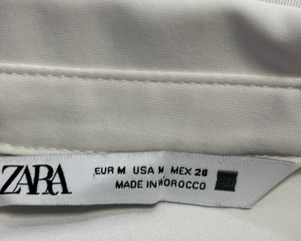Zara White Long Sleeve Button-Up Crop Top