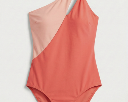 Ella by Namshi Pink One-Shoulder Color-Block Bodysuit