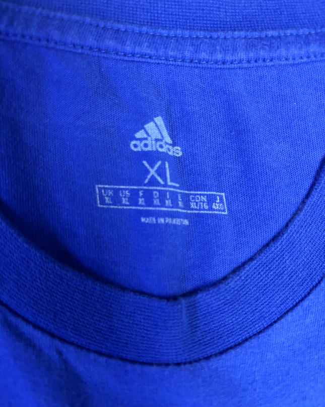 Adidas Blue 3-Stripe Crew Neck T-Shirt