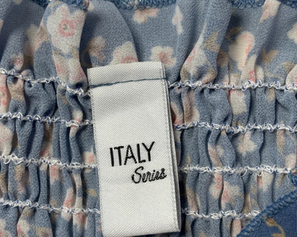 ITALY Series Blue Floral Smocked Puff Sleeve Top
