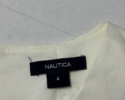 Nautica White Belted Pleated A-Line Dress