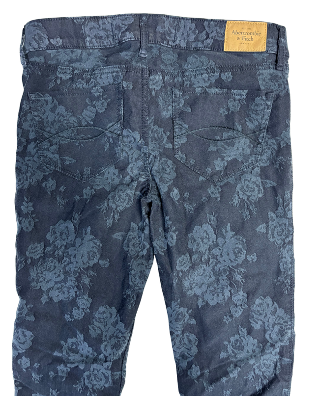 Abercrombie & Fitch Navy Blue Floral Skinny Jeans