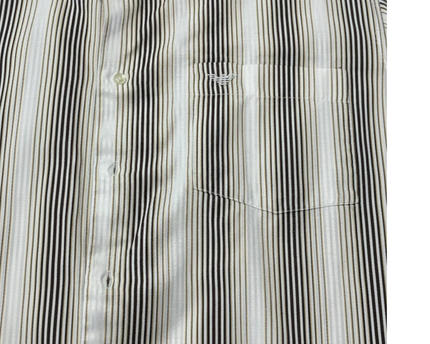 Armani Collezioni Brown Striped Short Sleeve Shirt