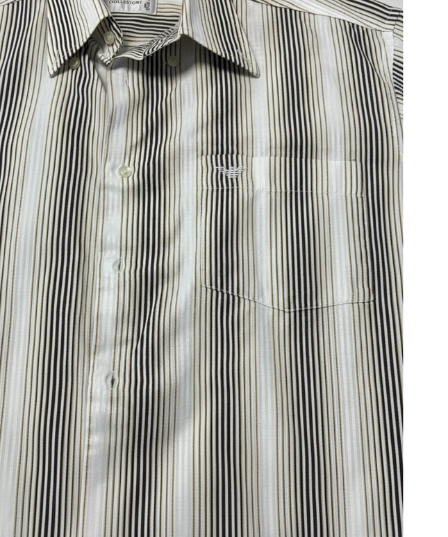 Armani Collezioni Brown Striped Short Sleeve Shirt