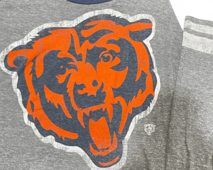 NFL Team Apparel Grey Chicago Bears Graphic Raglan Long Sleeve Tee