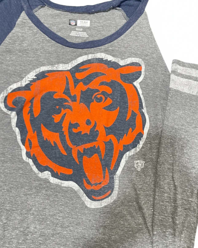 NFL Team Apparel Grey Chicago Bears Graphic Raglan Long Sleeve Tee
