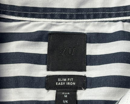 H&M Black/White Striped Slim Fit Long Sleeve Shirt