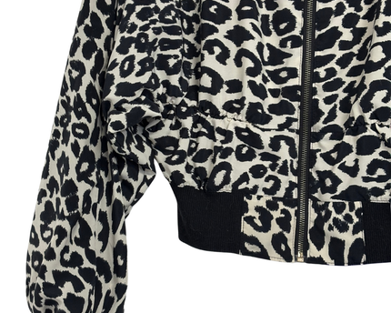 2nd Skin Black and White Leopard Print Bomber Jacket