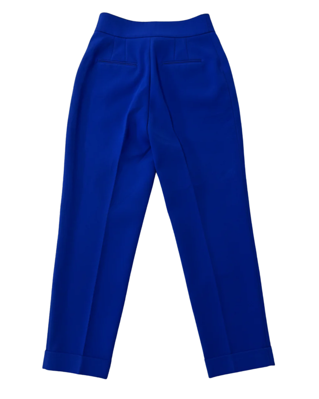 Zara High-Waisted Blue with Button Detail Tapered Trousers