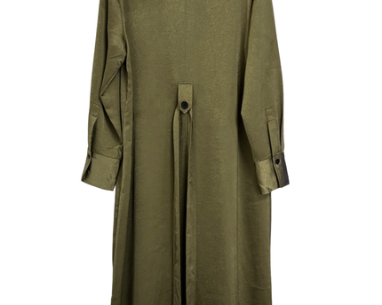 MNG Olive Green Textured Maxi Shirt Dress