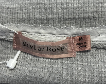 Skylar Rose Grey Ribbed Lace Trim Crop Top W/Tags