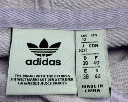 Adidas Purple Cropped Two-Tone Trefoil Logo Hoodie