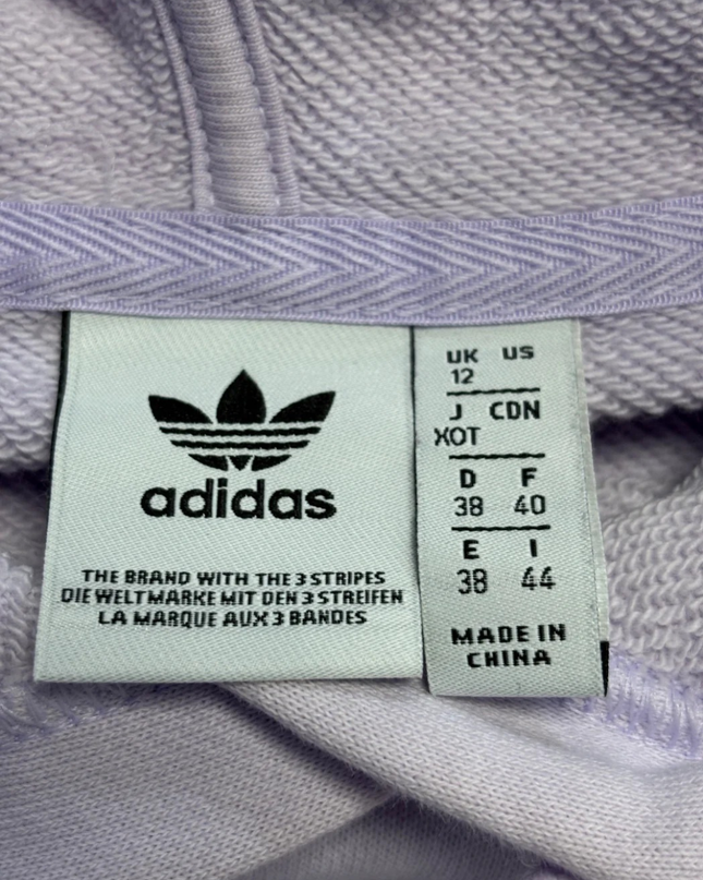 Adidas Purple Cropped Two-Tone Trefoil Logo Hoodie