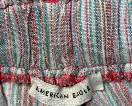 American Eagle Multicolor Striped High-Waisted Paperbag Shorts