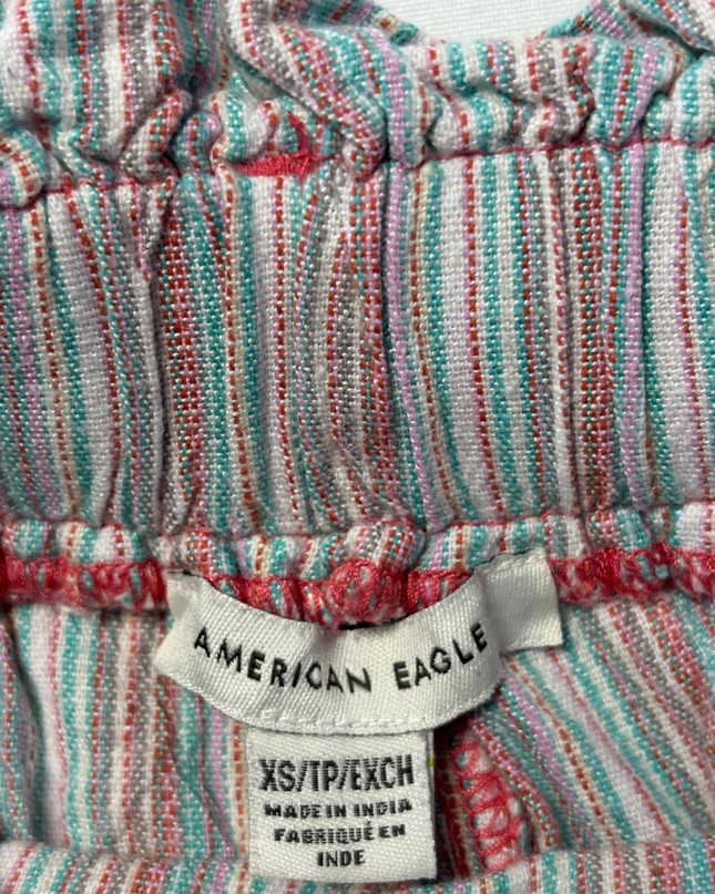 American Eagle Multicolor Striped High-Waisted Paperbag Shorts