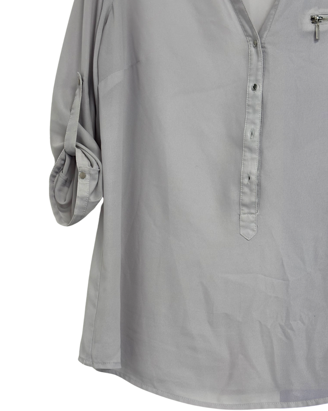 MOHITO Grey V-Neck with Zip Detail Blouse