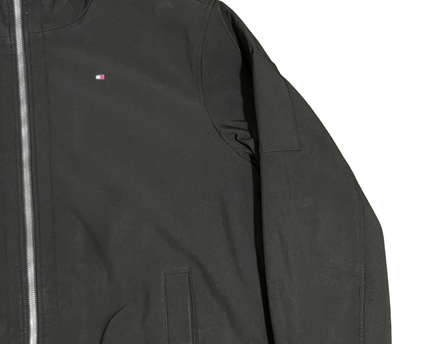 Tommy Hilfiger Black Hooded Full-Zip Bomber Jacket