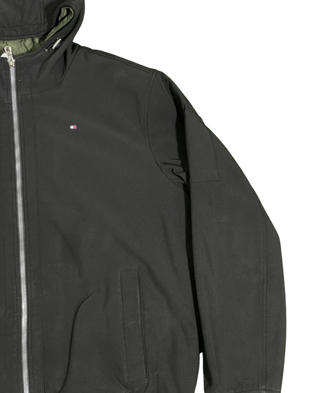 Tommy Hilfiger Black Hooded Full-Zip Bomber Jacket