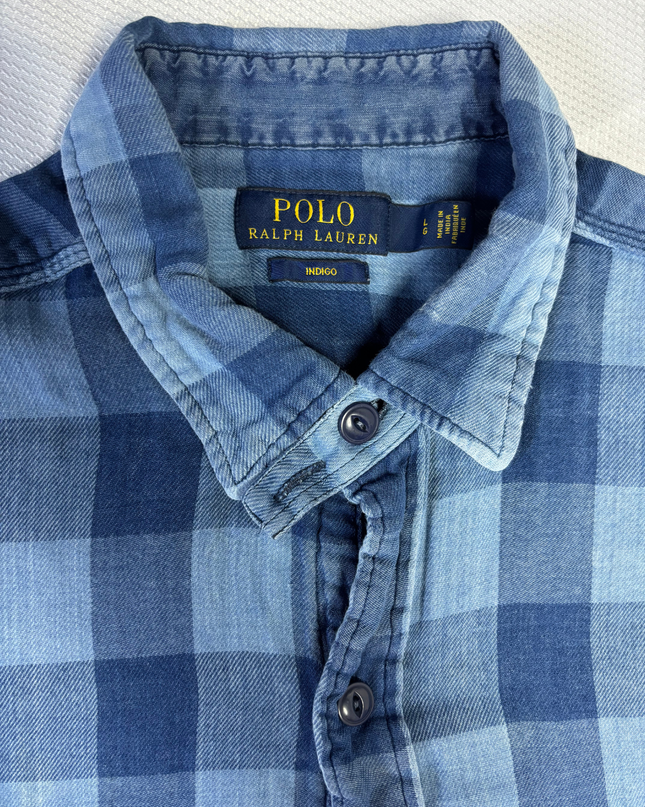 Polo Ralph Lauren Blue Indigo Buffalo Check Button-Down Shirt