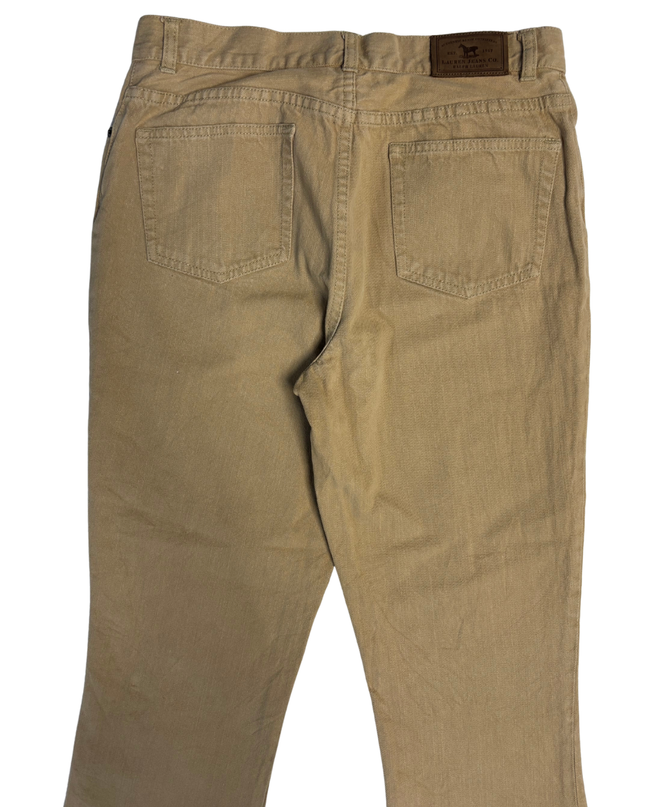Lauren Ralph Lauren Tan Floral Embroidered Straight Leg Jeans