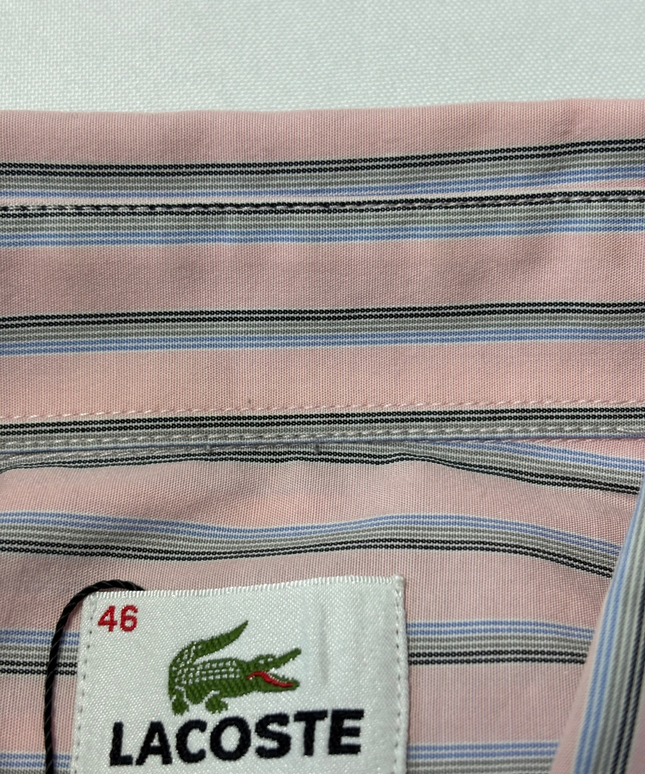 Lacoste Pink Striped Long Sleeve Button Down Shirt