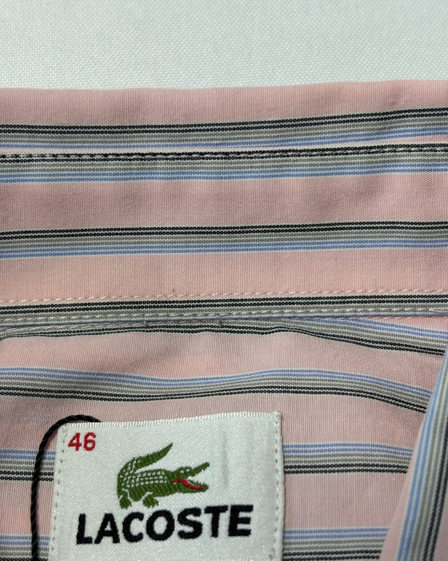 Lacoste Pink Striped Long Sleeve Button Down Shirt